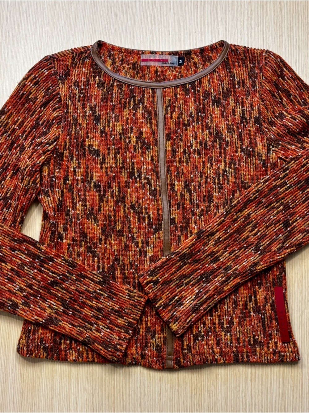 Cozy Fall Spring Knit Sweater Top Medium Orange Brown Speckled Boho